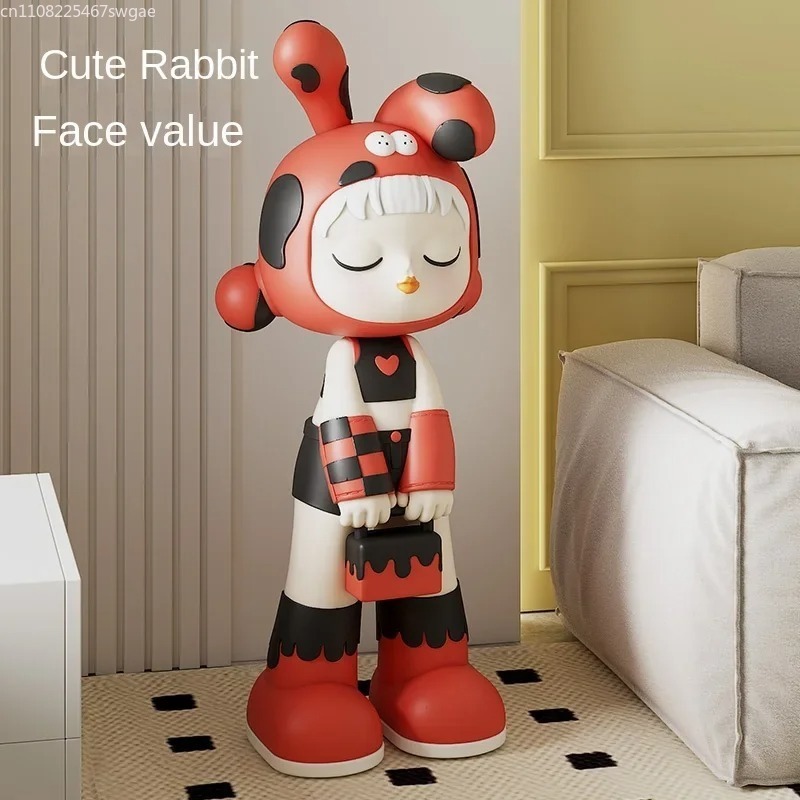 Art Craft Decoration - アートカートゥーンガール像 室内ファッションキャラクターモデル レジン工芸品 店舗 オフィス装飾アクセサリー モダンホームデコレーション