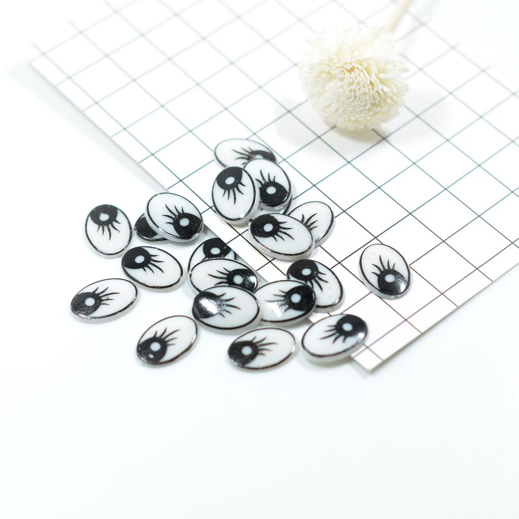 Art Craft Eyes - 平らな楕円形の漫画風目、プラスチック製フラットバックDIYドールアイ、ミニチュアオブジェ、装飾用ドール用
