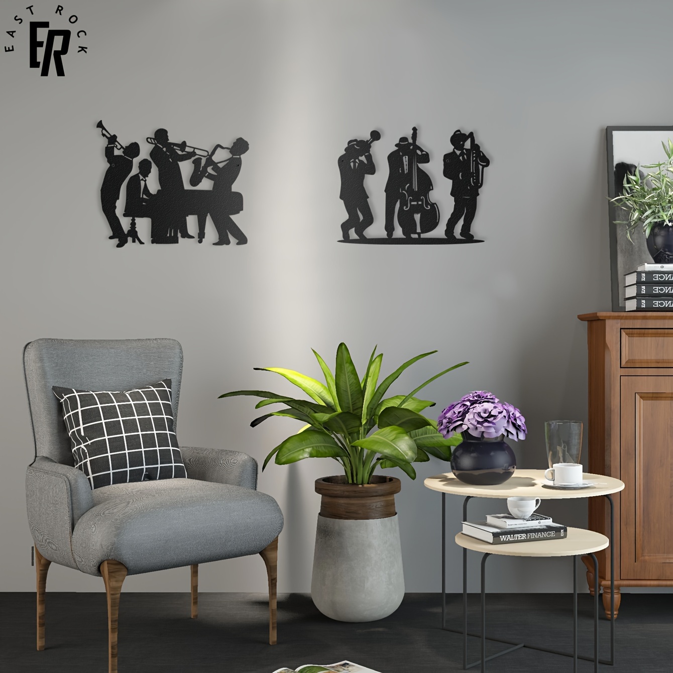 Art Craft Bar - メタルミュージシャンのシルエット壁飾り | ジャズバンドの壁掛けアート | 屋内家庭用および庭園用の壁飾り |