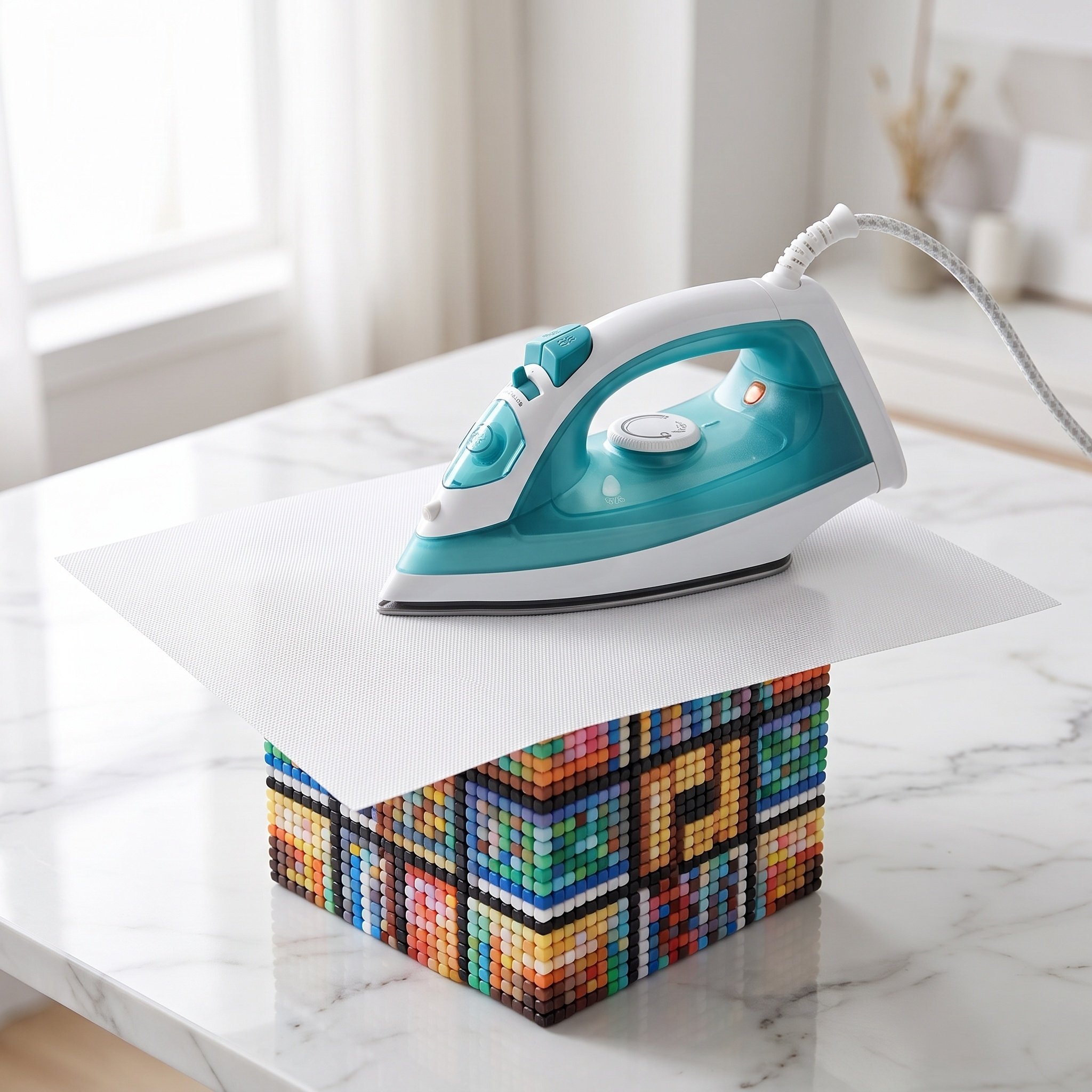 Art Craft Tools - 5枚入りヒューズビーズアイロンペーパー、テクスチャード加工のノンスティック耐熱マット、ビーズアートクラフトツール用再利用可能なアイロンシート