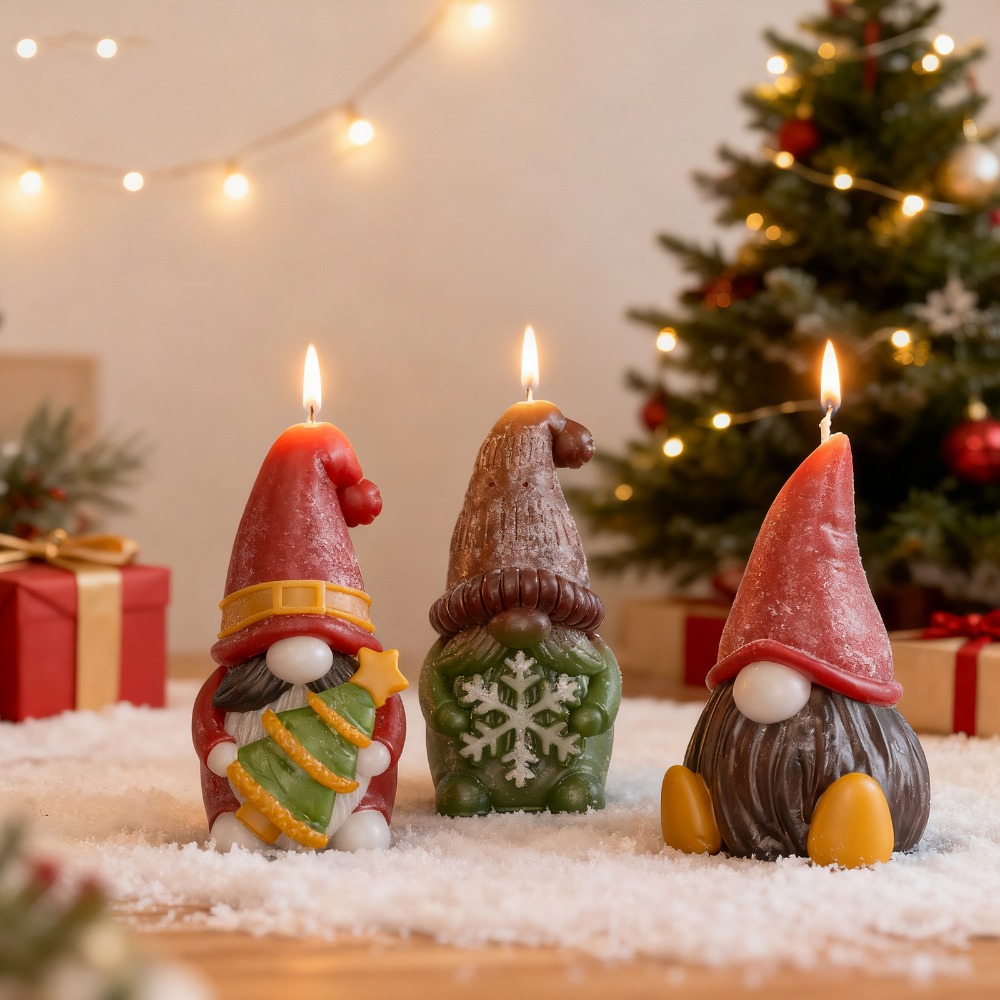 Art And Craft Xmas Tree - クリスマスドワーフシリコンキャンドルモールド DIY人形 クリスマスツリーを抱く 雪の結晶 石膏型 クラフトアートオーナメント