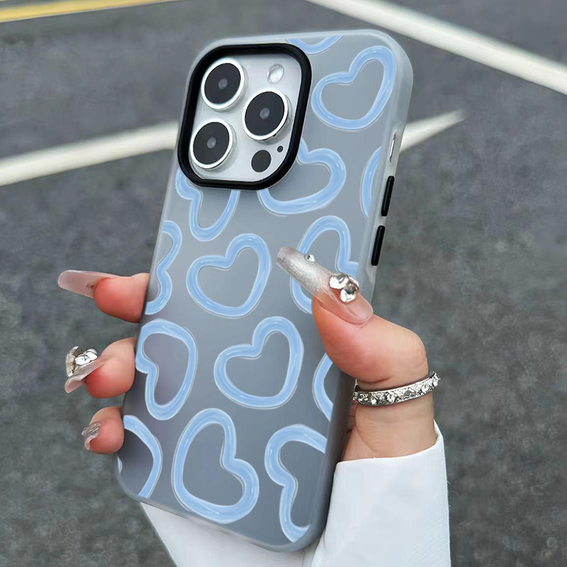 Art Craft Love - かわいい油絵風ハート柄のiPhoneケース（iPhone 17、16、15、14、13、12、11 Pro Max、XS、X、XR、7、8Plus、16E Air対応）耐衝撃カバー