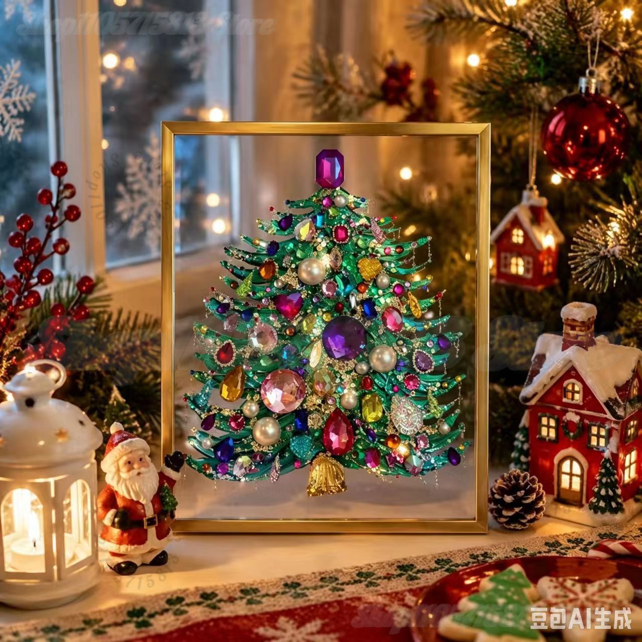 Art And Craft Xmas Tree - DIY ジュエル付きクリスマスツリーアートキット 宝石パールペインティングクラフトセット フレーム付き クリスマスホームデコレーション 手作りキット用クリスマスギフト
