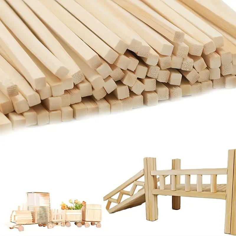 Art Craft Stick - 30本/50本 0.5×0.5×30CM ナチュラルスクエア竹スティック、クラフトスティック、木工用品、DIYモデル、クラフトプロジェクトクラフト