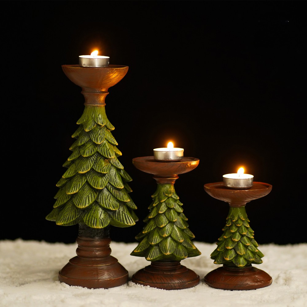 Art And Craft Xmas Tree - 家の装飾 クリスマスツリー キャンドル デスクトップホルダー クリスマス樹脂製 リビングルーム