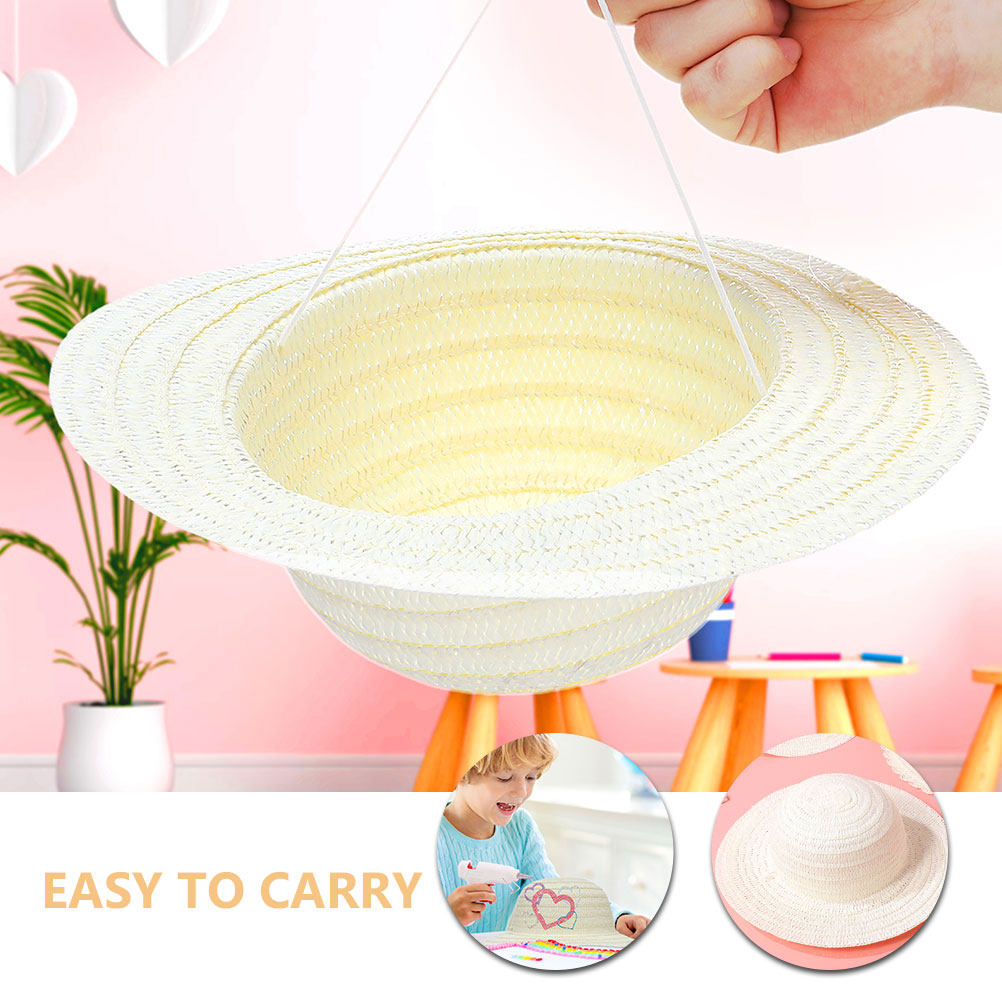 8個入りDIYキッズストローハット、白い無地の帽子、絵画工芸 - Art Craft Activity のレビューと価格