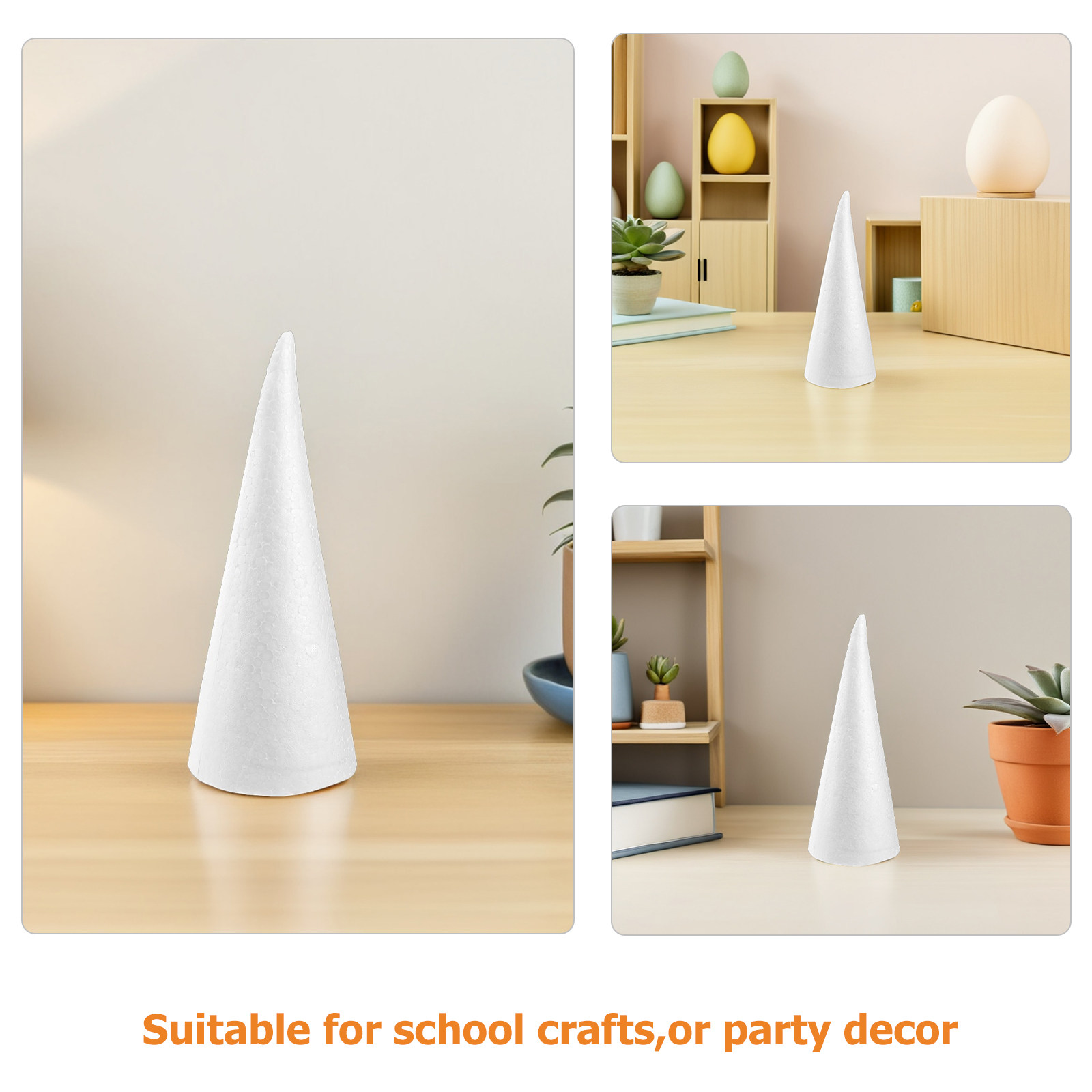12個入り 白ポリスチレン製フォームコーン DIYクリスマス - Art And Craft Xmas Tree のレビューと価格