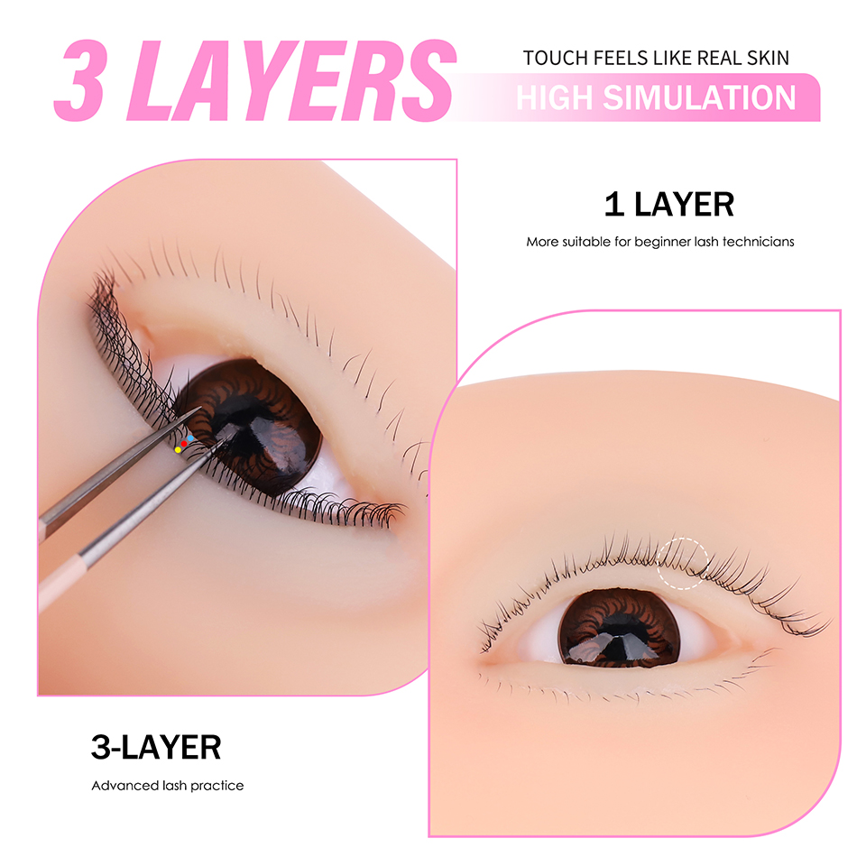 3層まつげ付き再利用可能なマネキンアイ、まつげエクステ練習用 - Art Craft Eyes のレビューと価格