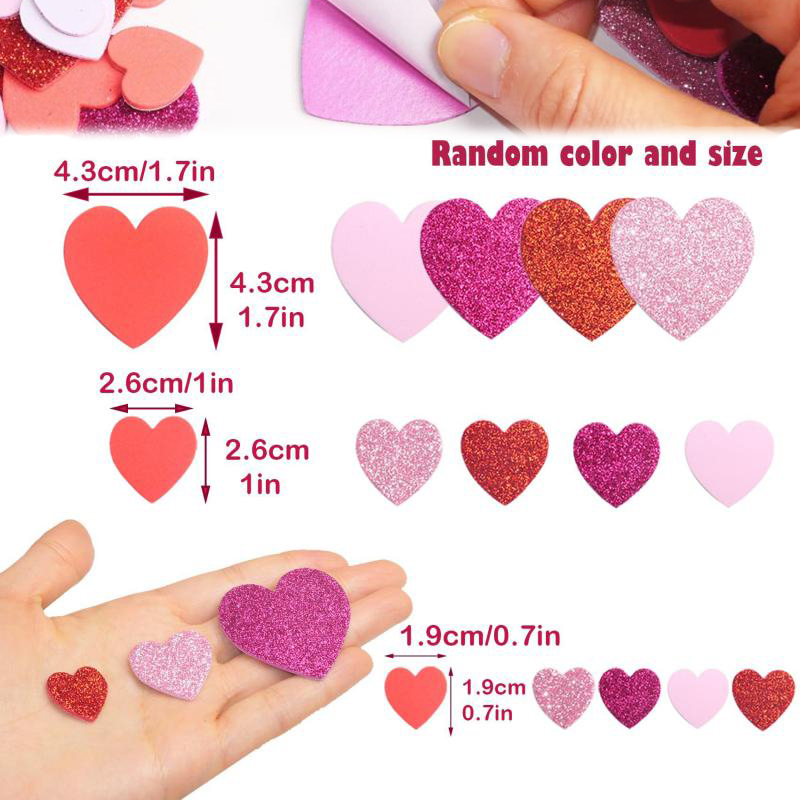 50 個ラブハート自己粘着ステッカーグリッターフォームステッ - Art Craft Love のレビューと価格