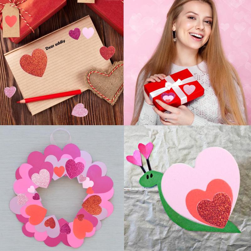 50 個ラブハート自己粘着ステッカーグリッターフォームステッ - Art Craft Love のレビューと価格