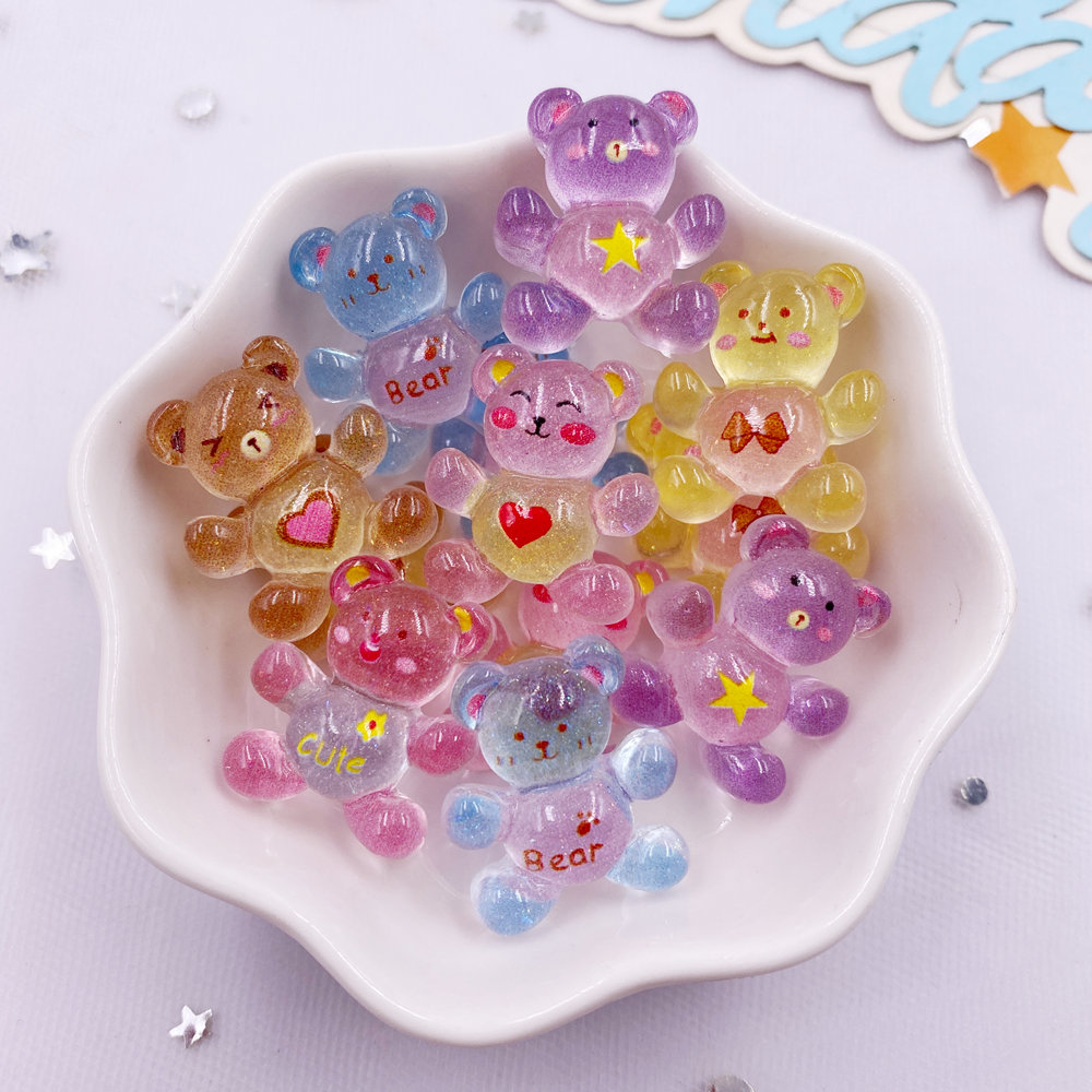20 個樹脂グリッターかわいいカラフルなミニラブベア置物フラ - Art Craft Love のレビューと価格
