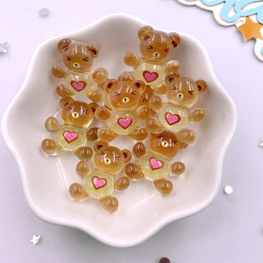 20 個樹脂グリッターかわいいカラフルなミニラブベア置物フラ - Art Craft Love のレビューと価格