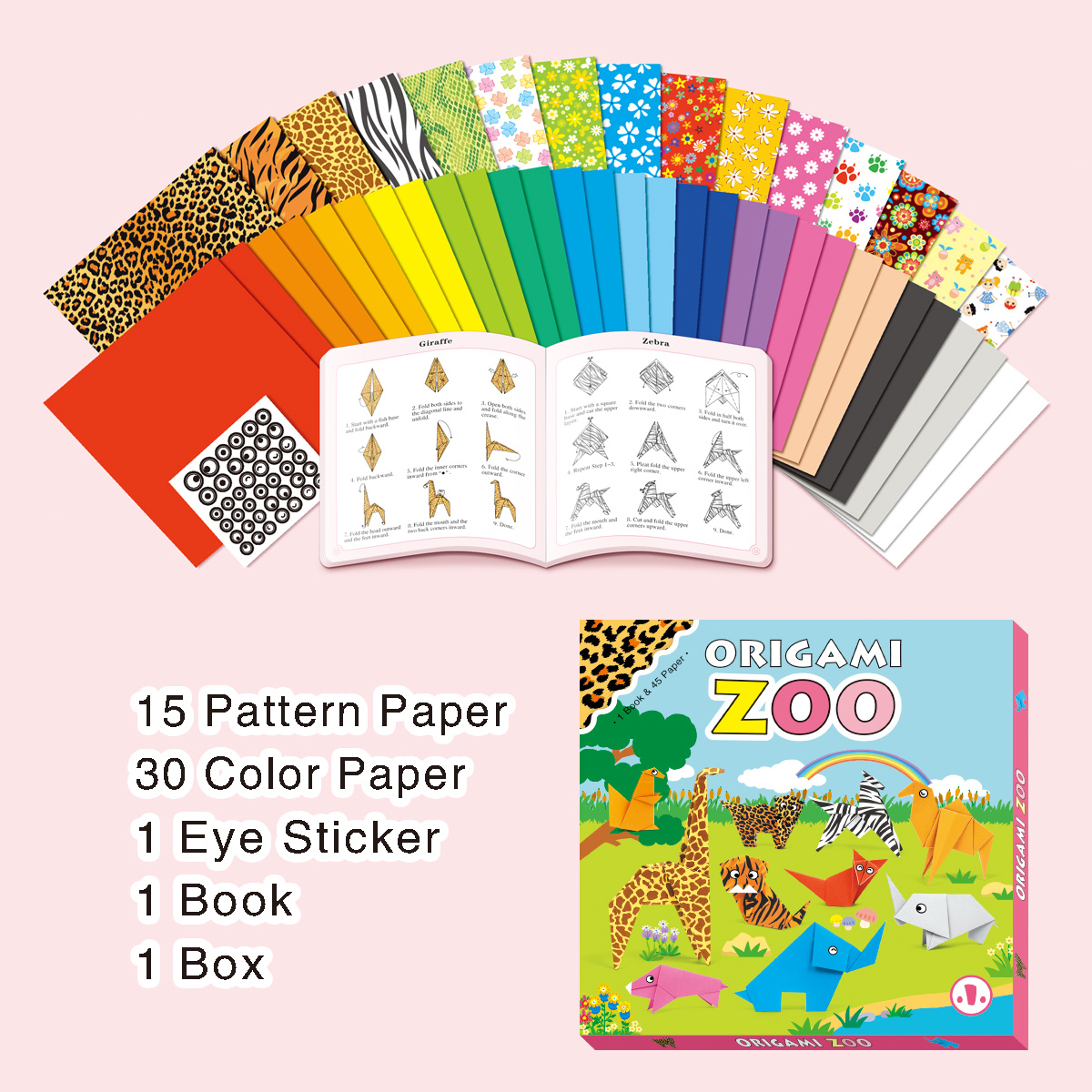子供向けDIY折り紙動物園クラフトキット - 教育的な紙折り - Art Craft Zoo のレビューと価格