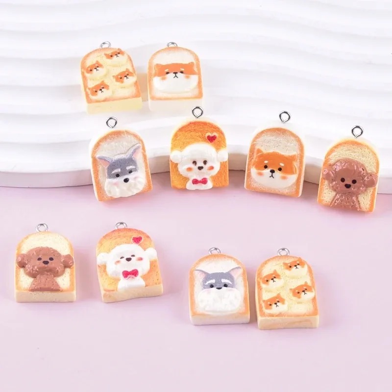 10 個かわいいトースト犬樹脂ペンダント漫画動物チャーム D - Art Craft Decoration のレビューと価格