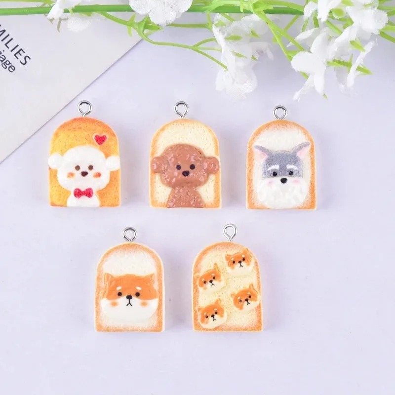 10 個かわいいトースト犬樹脂ペンダント漫画動物チャーム D - Art Craft Decoration のレビューと価格