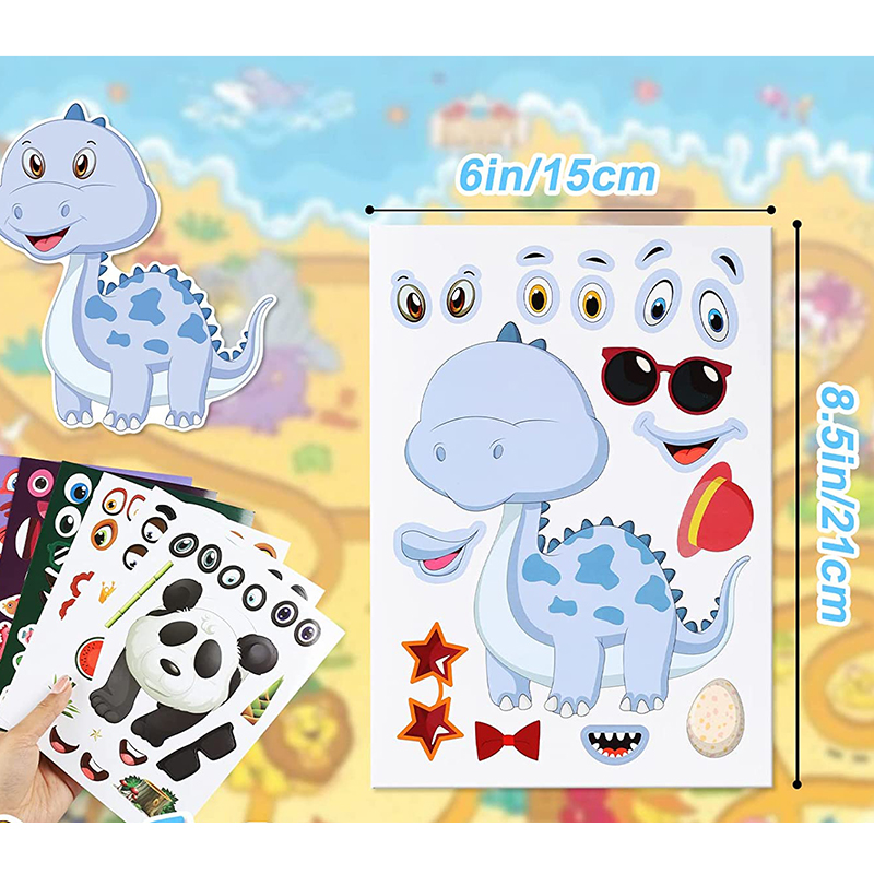 12/24 枚の顔ステッカー動物園動物海恐竜ギフトフェスティ - Art Craft Zoo のレビューと価格