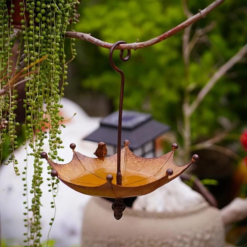 1個入り ヴィンテージメタル傘型鳥の餌入れ 屋外吊り下げ式ガ - Art Craft Umbrella のレビューと価格