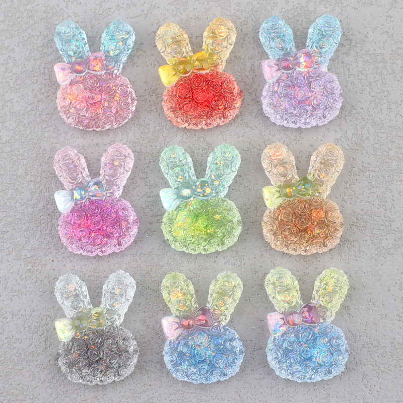 5個入り 18*25mm 光るグラデーションウサギレジンカボ - Art Craft Decoration のレビューと価格