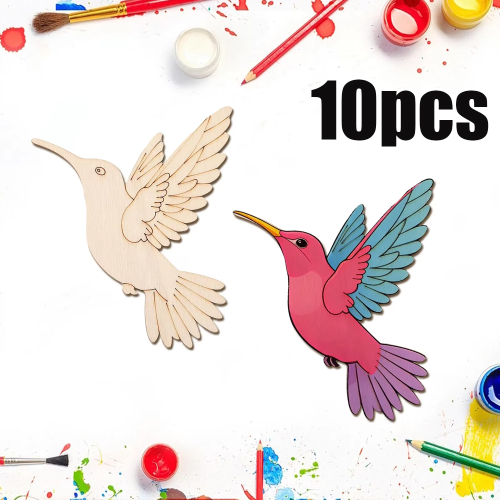 10個入り未完成木製動物鳥の切り抜き、木製吊り下げ飾り用木製 - Art Craft Decoration のレビューと価格