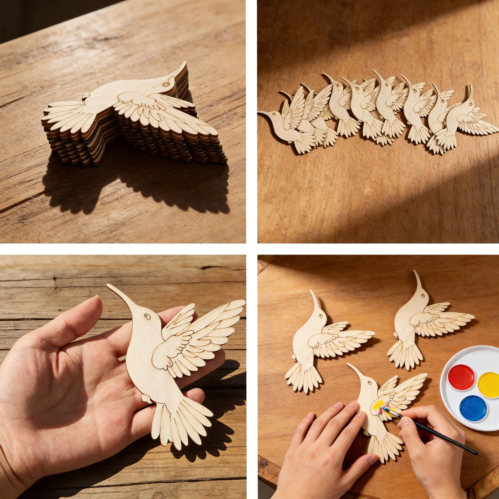 10個入り未完成木製動物鳥の切り抜き、木製吊り下げ飾り用木製 - Art Craft Decoration のレビューと価格