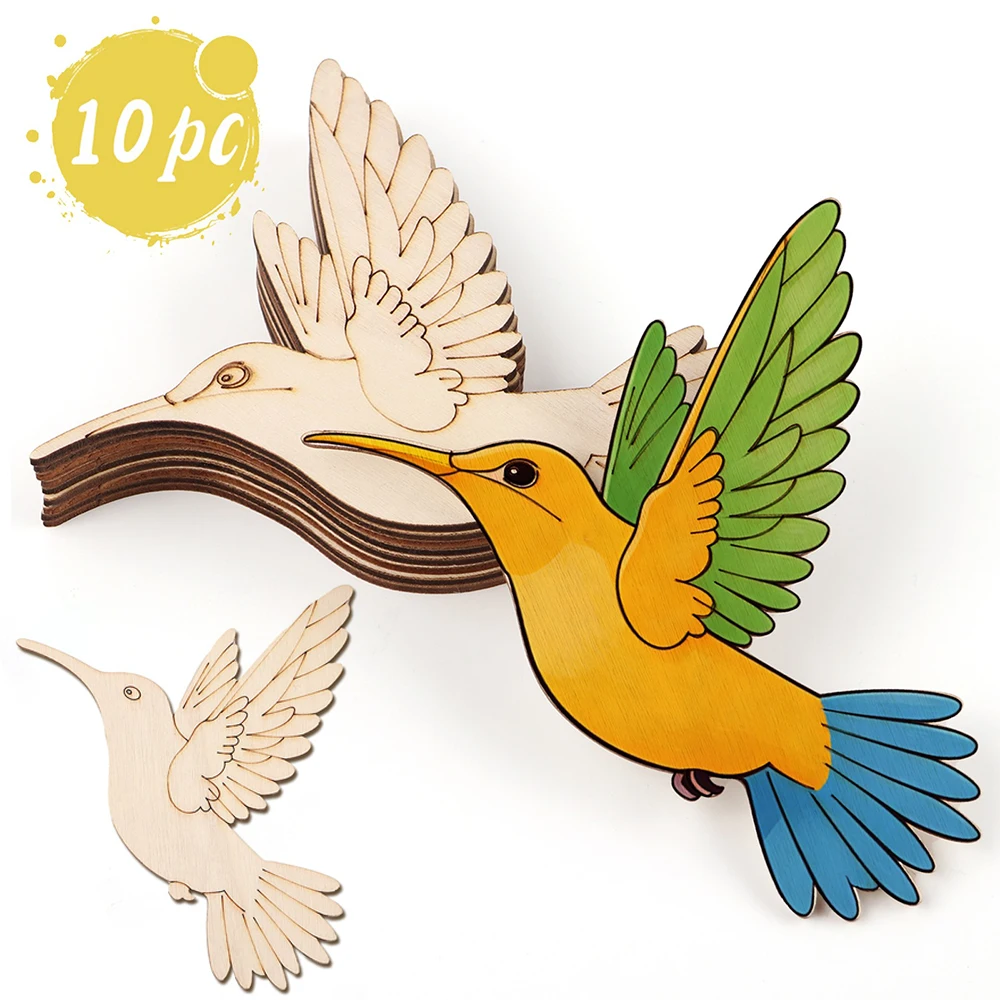 10個入り未完成木製動物鳥の切り抜き、木製吊り下げ飾り用木製 - Art Craft Decoration のレビューと価格