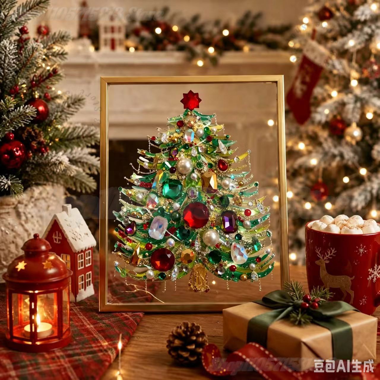 DIY ジュエル付きクリスマスツリーアートキット 宝石パール - Art And Craft Xmas Tree のレビューと価格