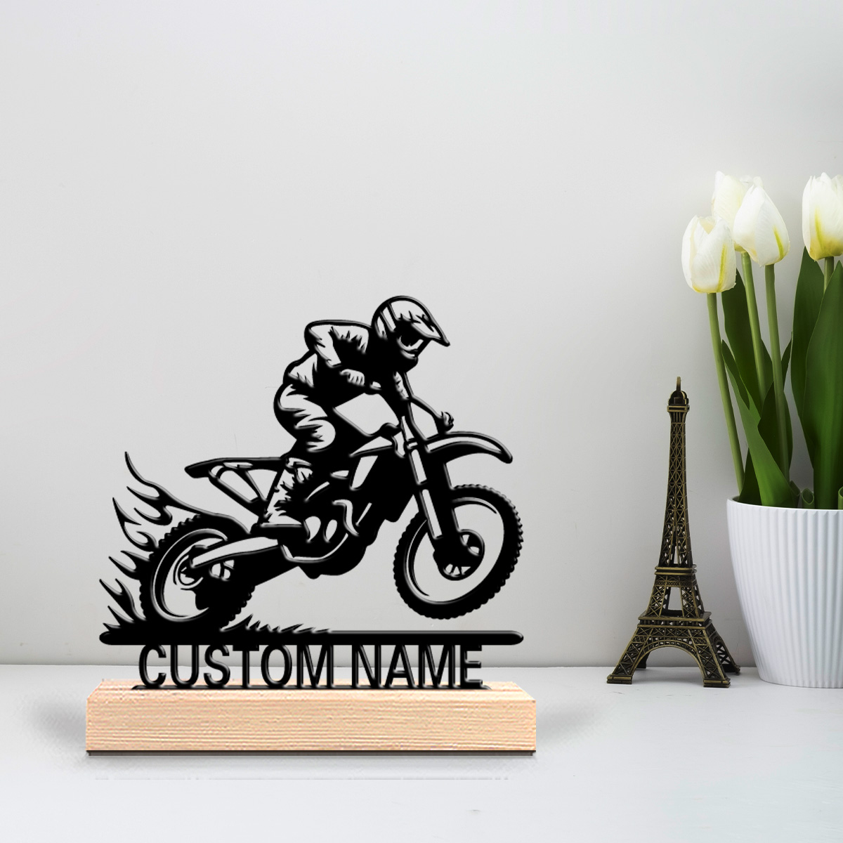 1個入り シンプルなバイク乗りのカスタムネーム入りブリキ像  - Art Craft Decoration のレビューと価格