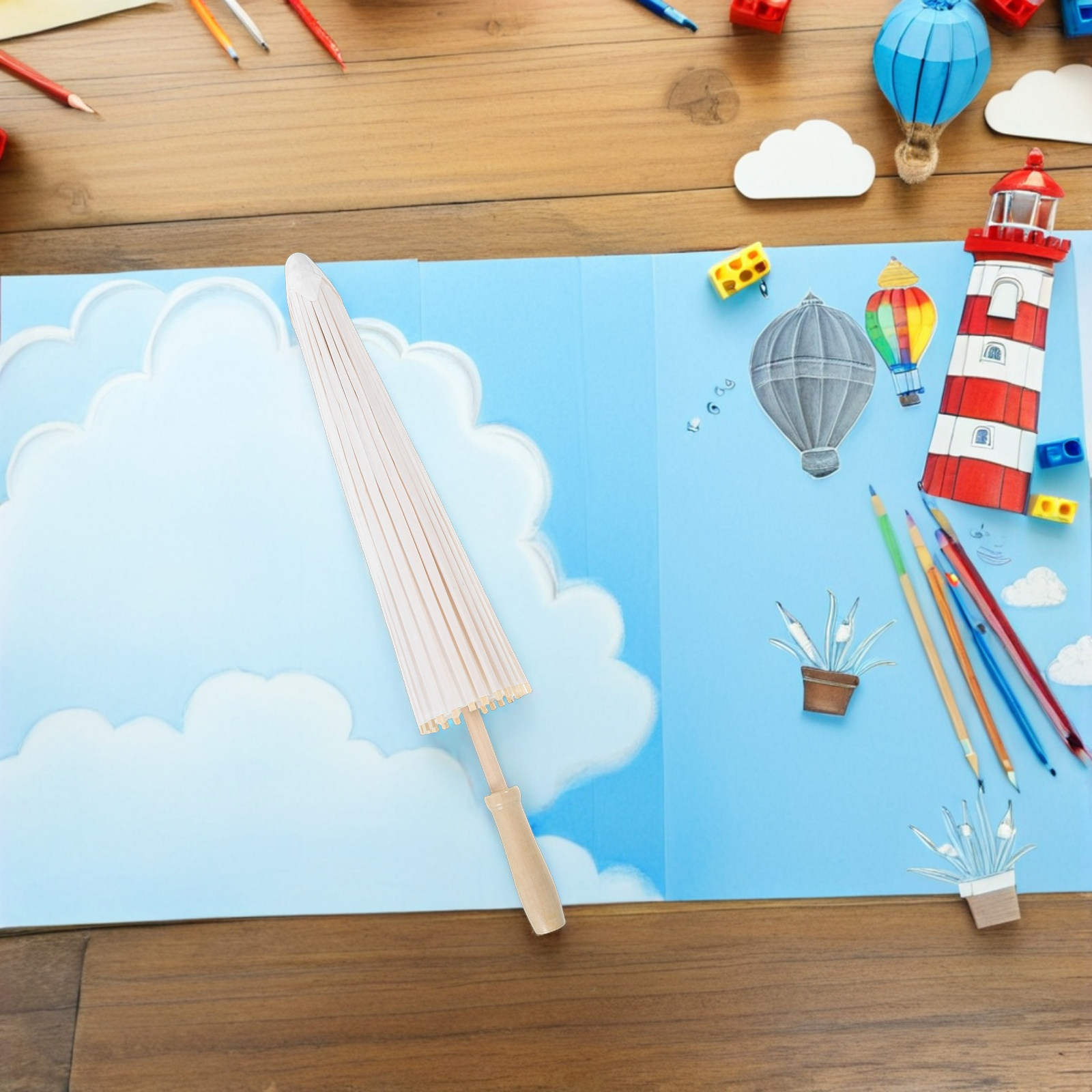 手作りの無地の紙傘、油紙パラソル、DIYアートクラフト、絵画 - Art Craft Umbrella のレビューと価格