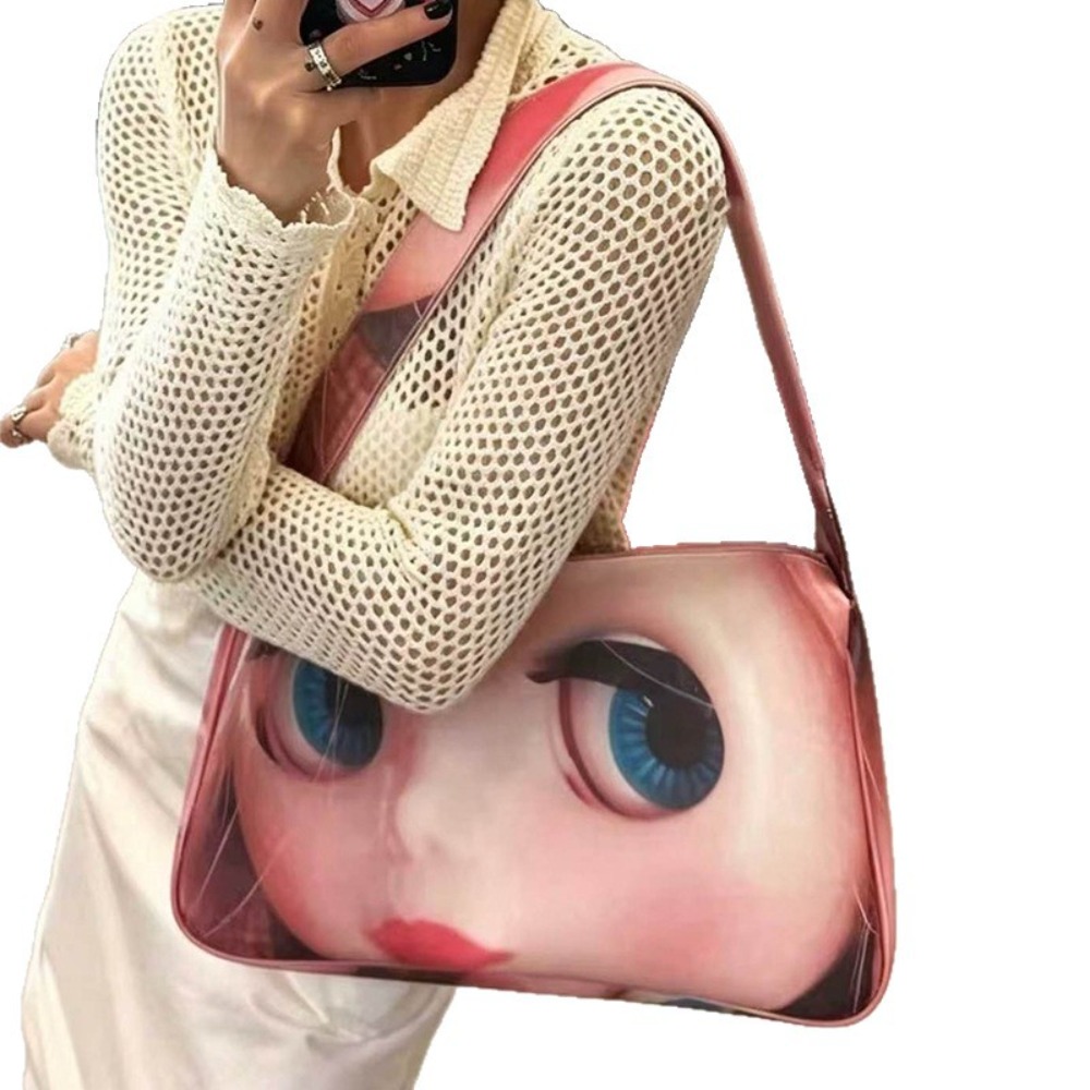大きな目のドールプリントがおしゃれなクロスボディバッグ、ピン - Art Craft Eyes のレビューと価格