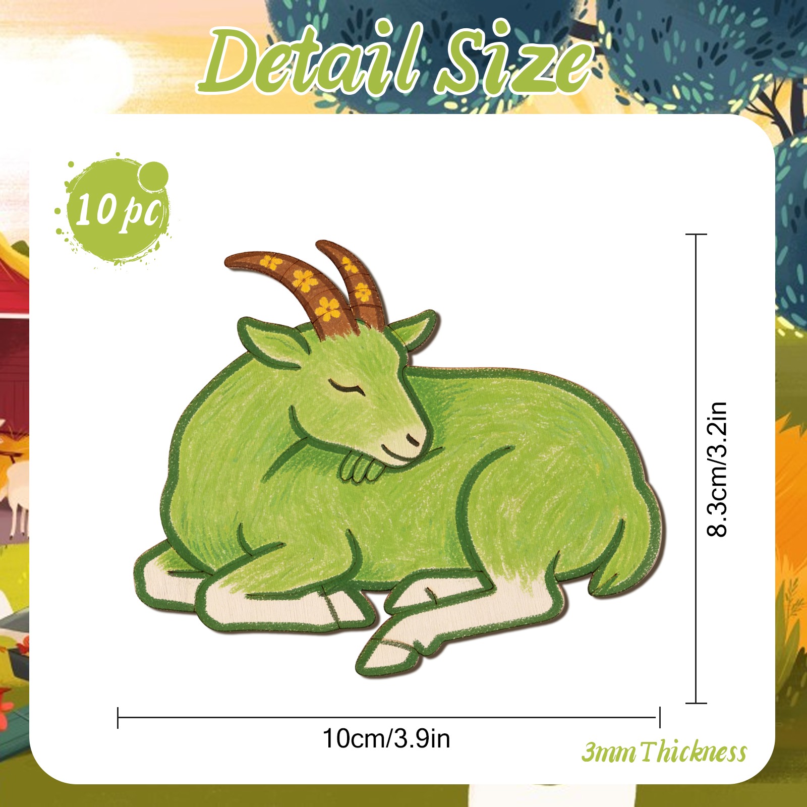 10個/セット 未完成の木製羊の動物オーナメント 木製クラフ - Art Craft Decoration のレビューと価格