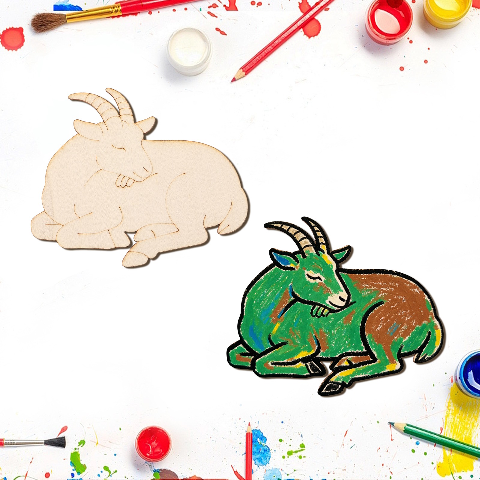 10個/セット 未完成の木製羊の動物オーナメント 木製クラフ - Art Craft Decoration のレビューと価格