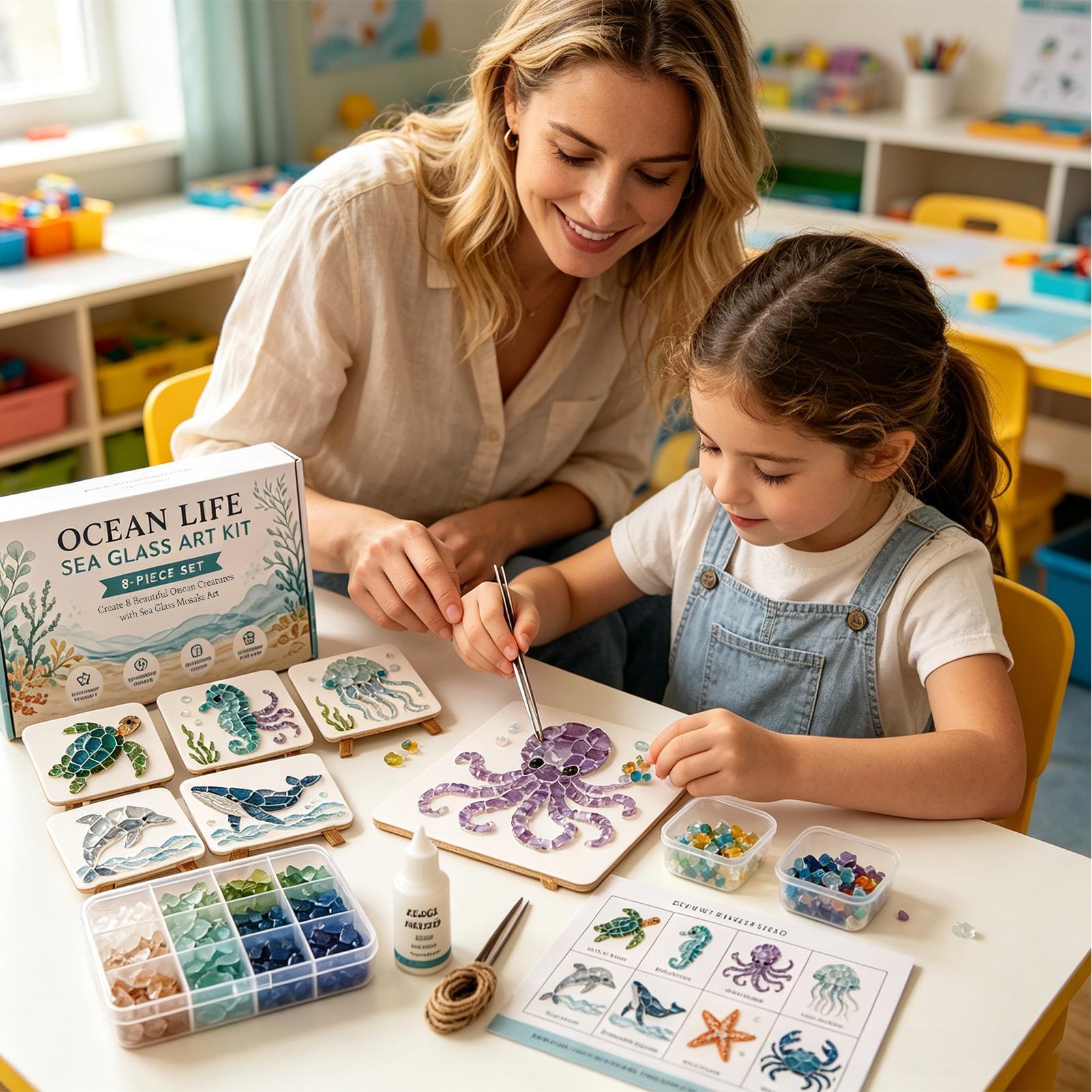 1個入り オーシャンライフ シーグラスモザイクアート DIY - Art Craft Gifts For Adults のレビューと価格