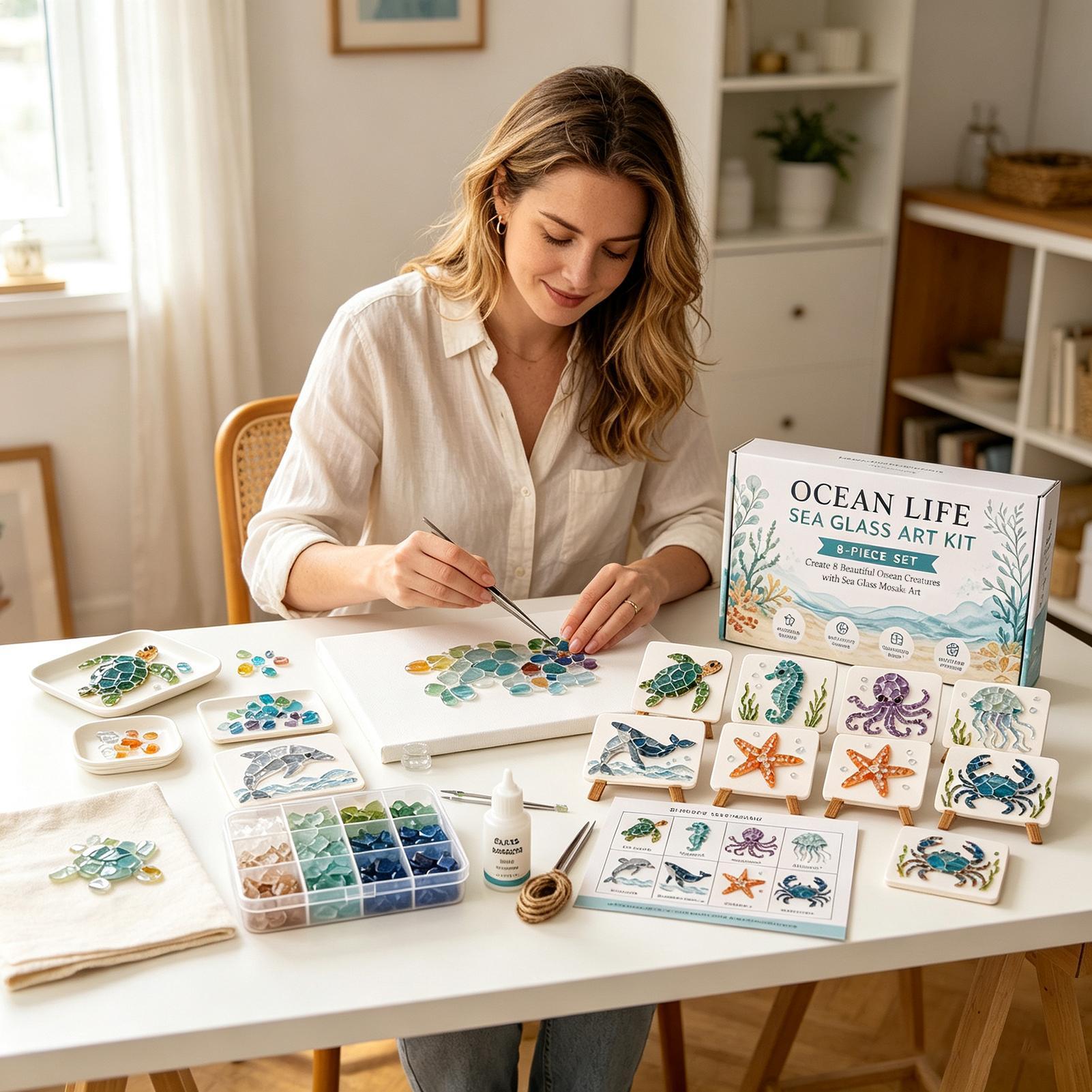 1個入り オーシャンライフ シーグラスモザイクアート DIY - Art Craft Gifts For Adults のレビューと価格