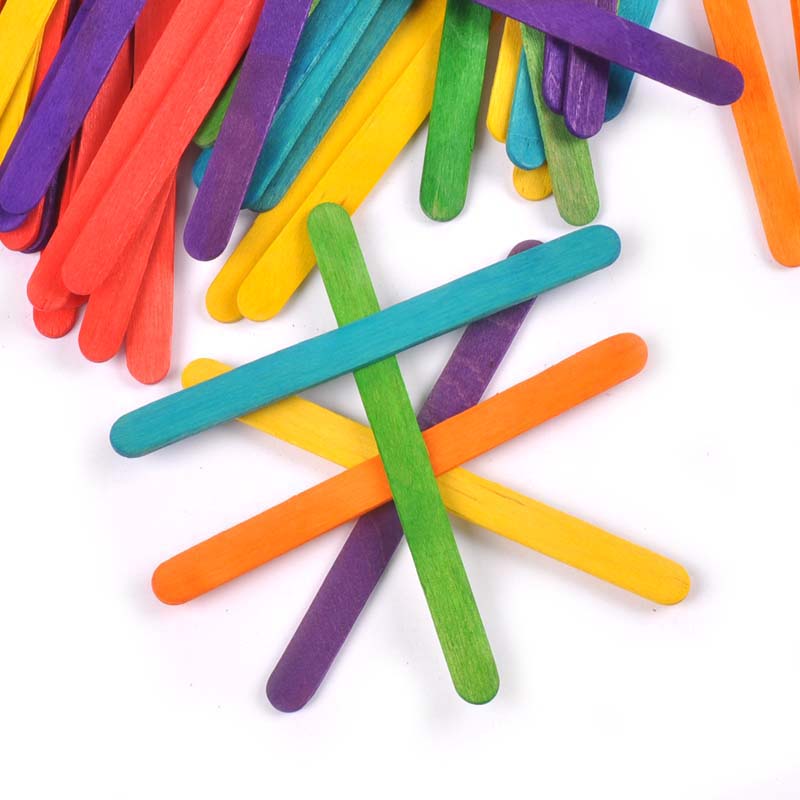 アイスクリーム用の天然木とカラフルな木製アイスキャンデーステ - Art Craft Stick のレビューと価格